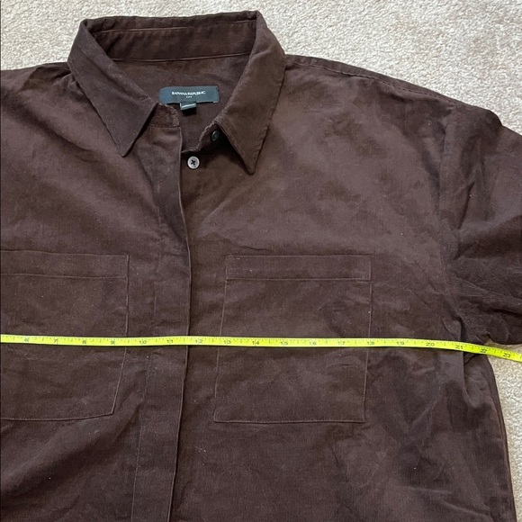 NWOT Banana Republic Cropped Dark Oak Balloon Sleeve Button Down Shirt XL - Picture 10 of 11